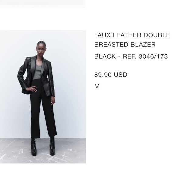 Zara - faux leather - black double breasted blazer - size M - Picture 2 of 4
